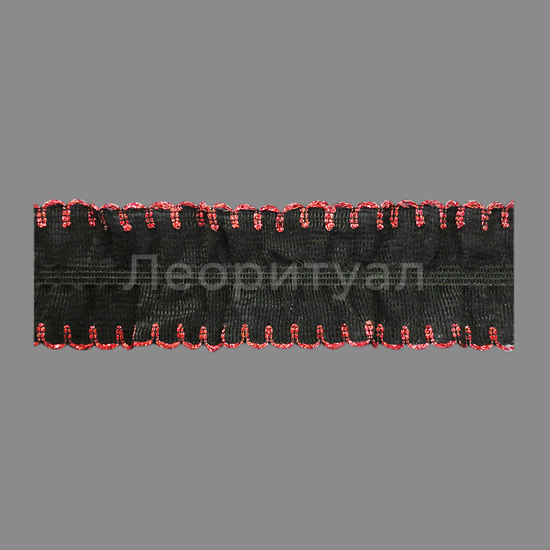 Рюш черный, красное золото (волна) 4 см